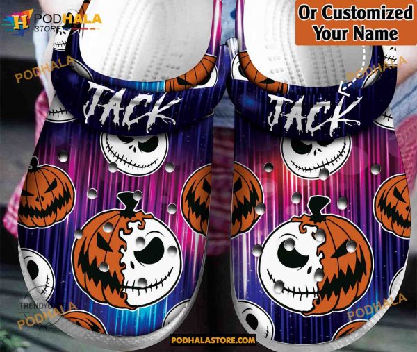 Custom Name Pumpkin Jack Halloween Funny Clog Shoes, Halloween Crocs