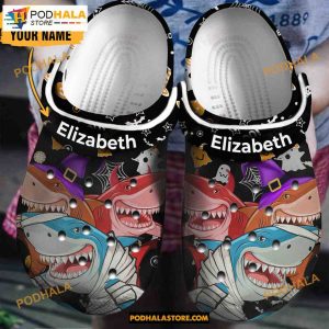Custom Name Shark Mummy Witch Devil Classic Clogs Shoes Halloween Crocs