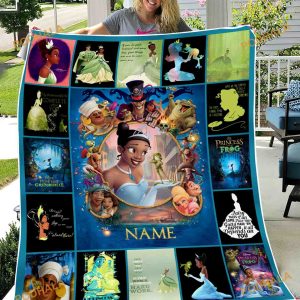 Custom Name The Princess and the Frog Fleece Blanket, Tiana Princess Blanket For Disney Lovers