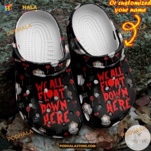 Custom Name We All Float Down Here Funny Clog Shoes, Halloween Crocs