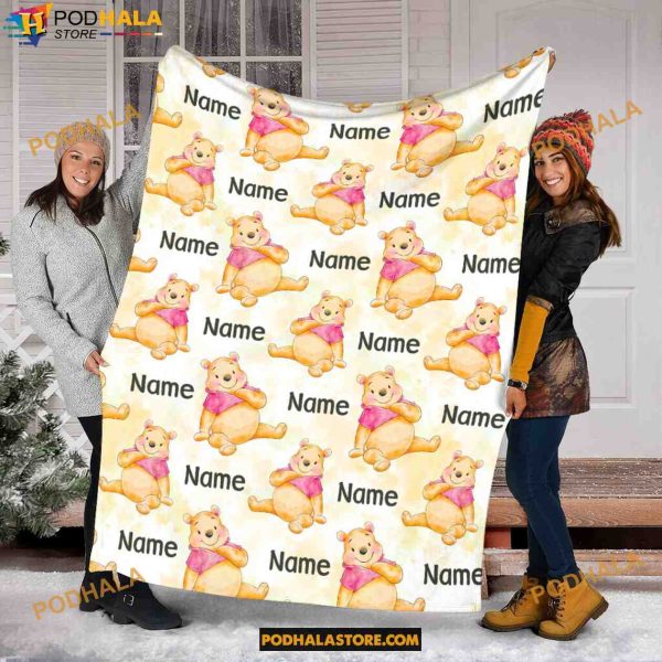 Custom Name Winnie The Pooh Bear Disney Sofa Blanket, Gifts For Disney Lovers