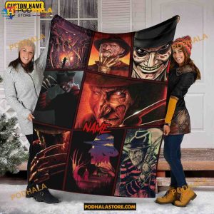 Custom Name with Freddy Krueger Fleece Blanket, Serial Killers Quilt