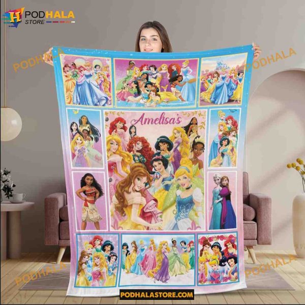 Custom Princess Blanket, Princess Birthday Gift, Princess Bedding, Custom Baby Blanket