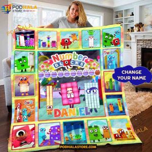 Custom name with Numberblocks Fleece Blanket, Numberblocks Quilt Gift