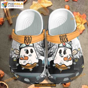 Cute Boo Bees Nurse Crew Funny Halloween Croc Shoes Gifts, Adults Kids Halloween Crocs