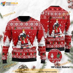 Dachshund Through The Snow Dabbing Ugly Christmas Sweater