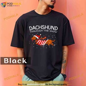Dachshund Through The Snow Funny Dog Christmas Comfort Colors Shirt 2