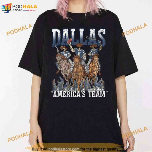 Dallas Cowboys America’s Team Skeleton Shirt, Warren Lotas Classic 90s Graphic Tee