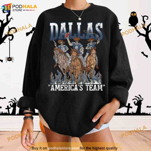 Dallas Cowboys America’s Team Skeleton Shirt, Warren Lotas Classic 90s Graphic Tee