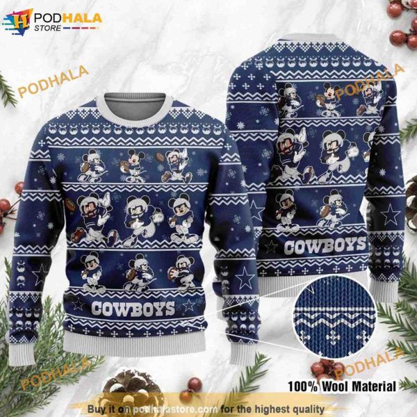 Dallas Cowboys Mickey Mouse 3D Ugly Christmas Sweater, Funny Xmas Gifts