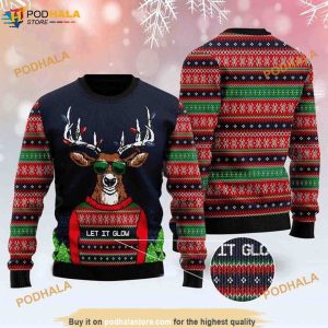 Deer Let It Glow 3D All Over Printed Family Christmas Sweater