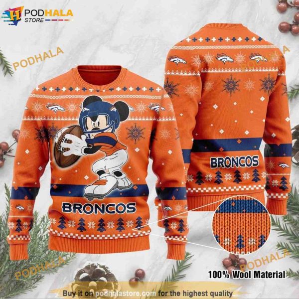 Denver Broncos Mickey Mouse Family Christmas Sweater