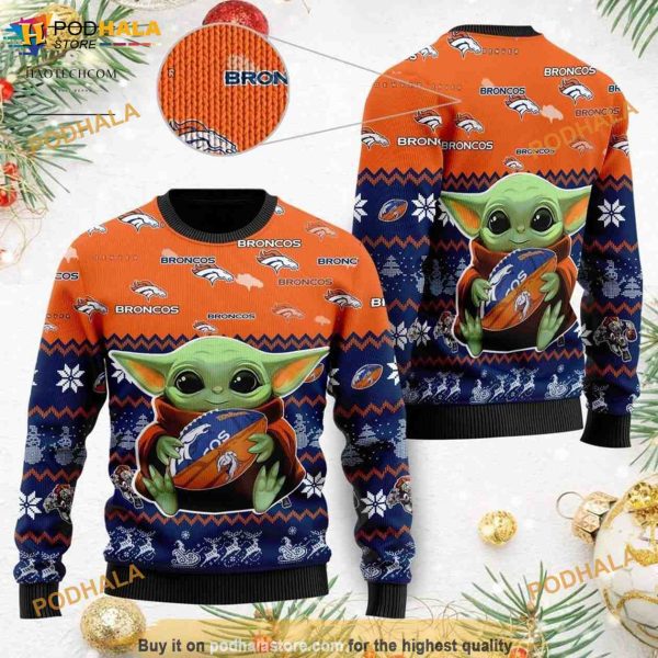 Denver Broncos NFL Baby Yoda Star Wars Christmas Sweater