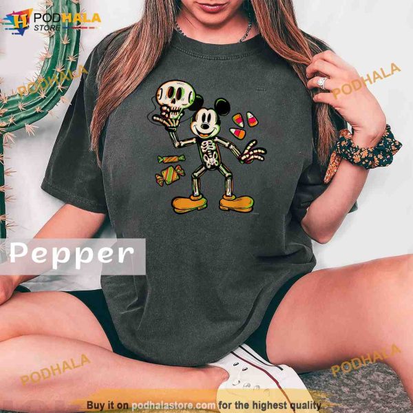 Disney 100 Mickey Mouse Skeleton Costume Halloween Comfort Colors Shirt