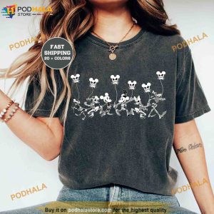 Disney Skeleton Halloween Comfort Colors Shirt Mickey Jack Skellington Balloon Shirt 2