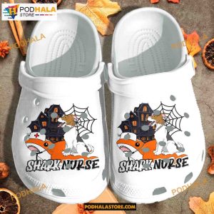 Dog Sitting On Shark Nurse Halloween Crocs Gift For Women Men