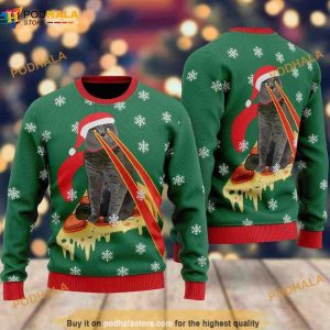 Drax Pizza Cat With Laser Eyes Matching Christmas Sweater