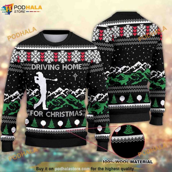 Driving Home for Christmas Golf Knitted Xmas 3D Matching Christmas Sweater