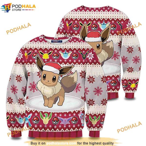 Eevee Eeveelution Christmas 3D Funny Sweater, Xmas Gifts