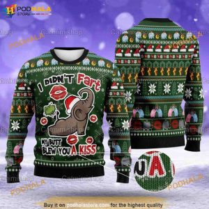 Elephant I Didn't Fart My Butt Blew You A Kiss Funny Sweater, Xmas Gifts