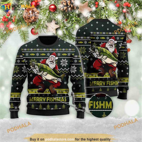 Fishing For Christmas Santa Claus 3D Xmas Family Christmas Sweater