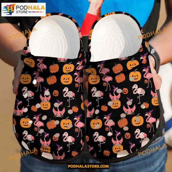 Flamingo Halloween Colorful Funny Adults Kids Halloween Crocs