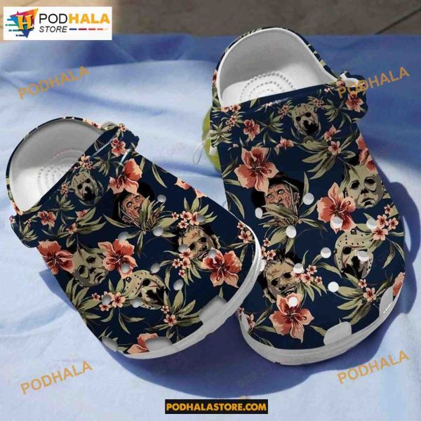Floral Horror Villians Crocs Classic Clogs Shoes, Adults Kids Halloween Crocs