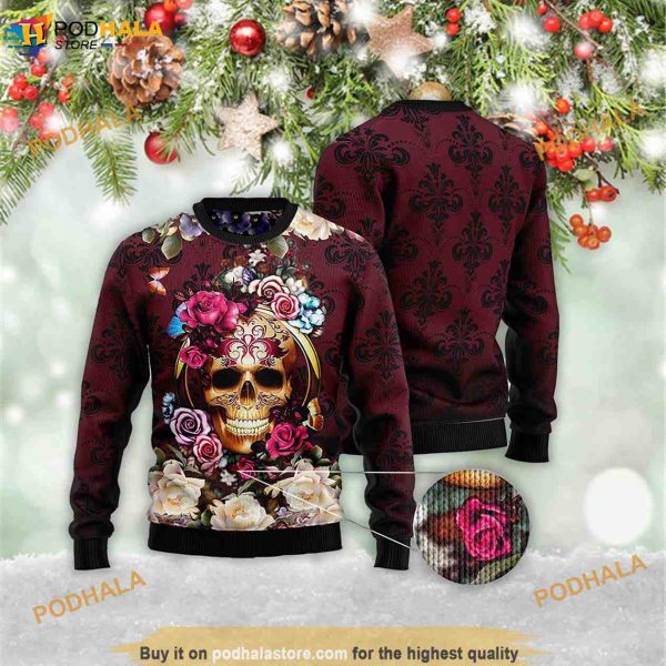 Flower Skull Christmas Unisex 3D Family Christmas Sweater