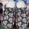 Flower Skullcap Art Mandala Pattern Skull Flower Background Adults Kids Halloween Crocs