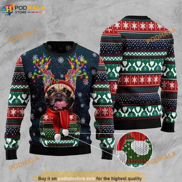 French Bulldog Christmas Knitted 3D Family Christmas Sweater