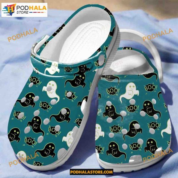 Friendly Ghost Crocs Classic Clogs Shoes, Adults Kids Halloween Crocs