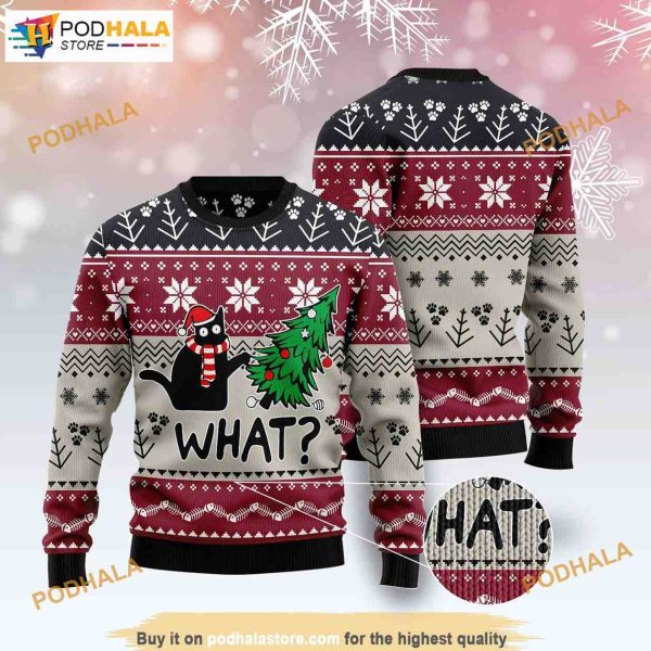 Funny Black cat Tree killer Ugly Holiday Sweaters, Black cat meme Gift For Women Men