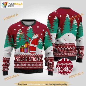 Funny Elf Santa Selfie 3D Ugly Holiday Sweaters