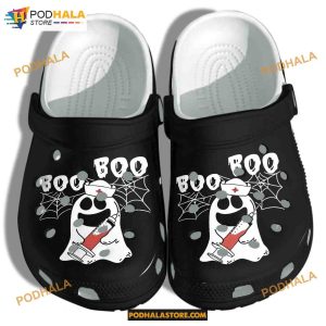 Funny Ghost Nurse Boo Boo Halloween Crocs For Men Women