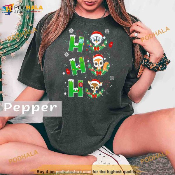 Funny Hohoho With Cute Animals Wearing Santa HaComfort Colors Shirt