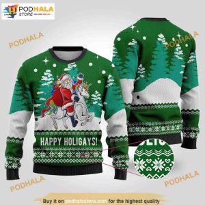 Funny Santa Happy Holigays 3D Xmas Sweater, Christmas Gifts