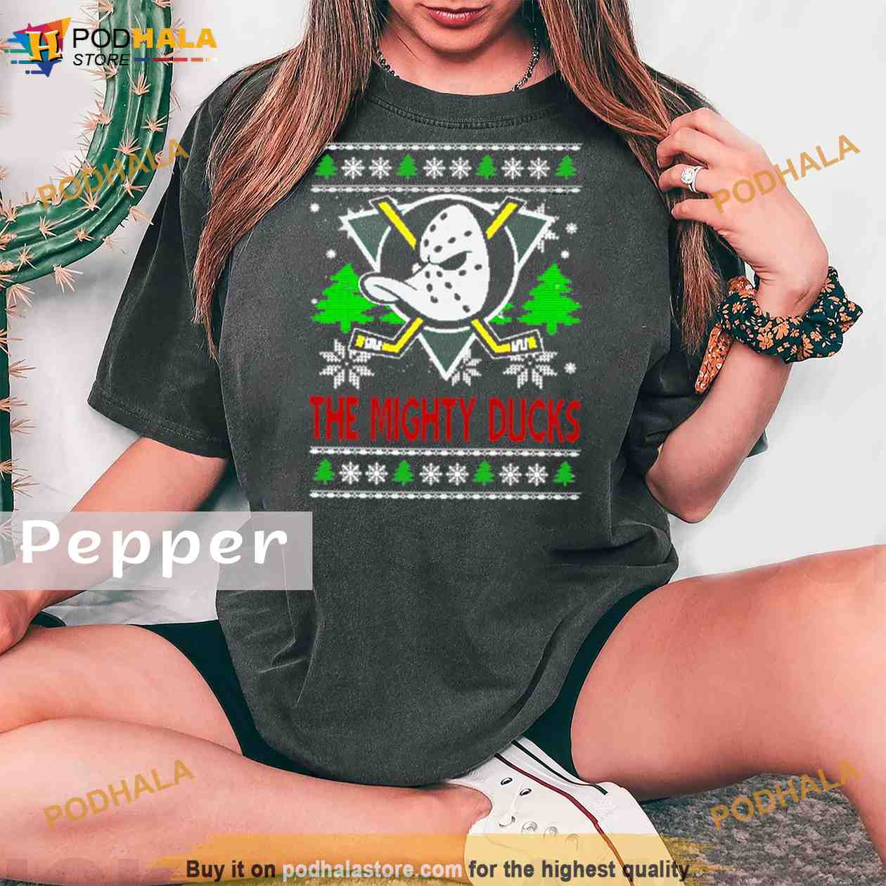Cincinnati Mighty Ducks Ugly Christmas Sweatshirt - Crewneck Sweatshirt /  Black / S