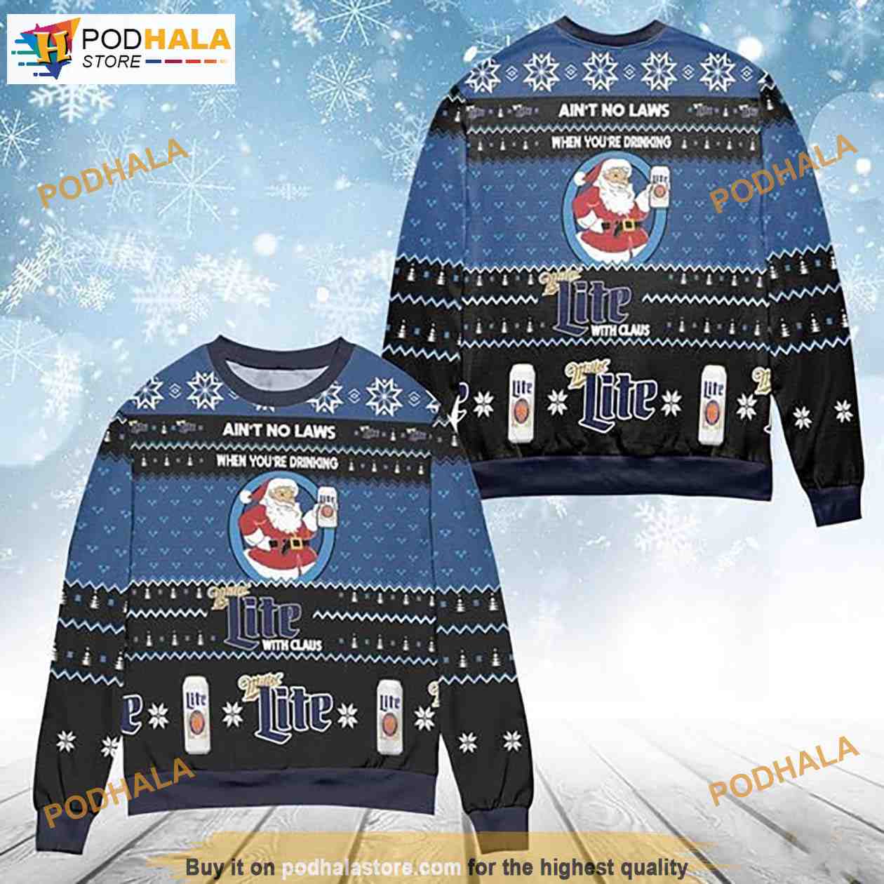 Miller Lite Ugly Sweater - Funny Holiday Sweaters 