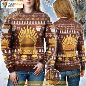 Game Of Fries Burger Lovers 3D Naughty Ugly Christmas Sweater