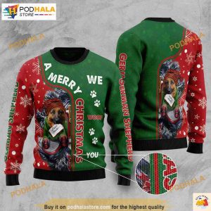 German Shepherd Merry Christmas 3D Naughty Ugly Christmas Sweater