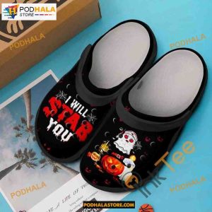 Ghost Nurse I Will Stab You Crocband Clogs Shoes Halloween Crocs