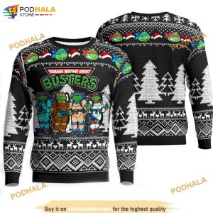 Ghostbusters Ninja Turtle Teenage Mutant Ghost 3D Naughty Ugly Christmas Sweater