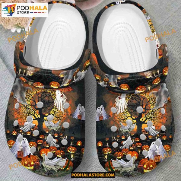God Pumpkin Horror Moon Crocband Clogs Halloween Crocs, Halloween Gift Ideas
