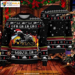 Godzilla Fa La La La Family Ugly Christmas Sweaters