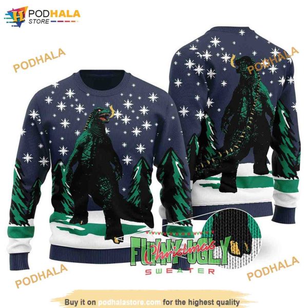 Godzilla Funny Family Ugly Christmas Sweaters