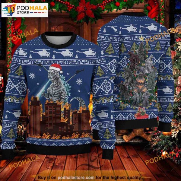Godzilla King Of The Monsters Family Ugly Christmas Sweaters