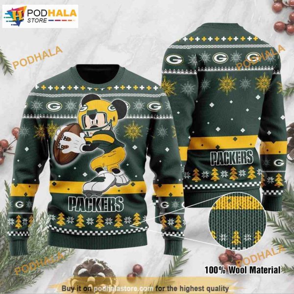 Green Bay Packers Mickey Mouse Knit NFL Ugly Christmas Sweaters