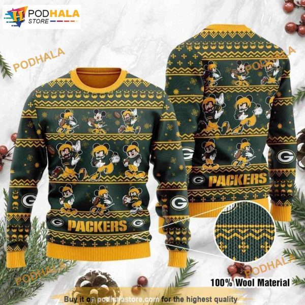 Green Bay Packers Mickey Mouse NFL Ugly Christmas Sweaters, Xmas Gift Ideas