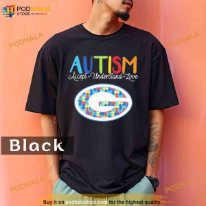 Green Bay Packers autism awareness knowledge power Comfort Colors Shirt 2