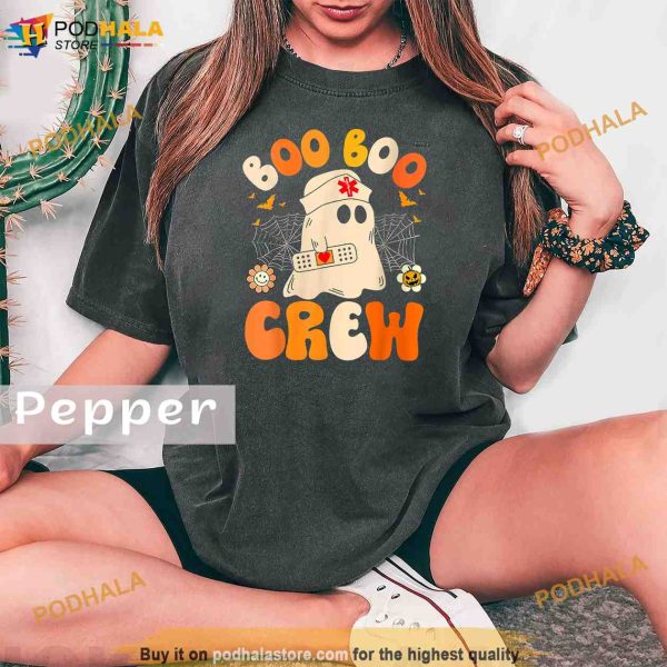 Groovy Boo Boo Crew Nurse Funny Ghost Women Halloween Nurse Comfort Colors Shirt